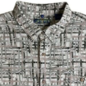 Campia Moda Mens XL Rayon Short Sleeve Button Down Shirt Abstract Bamboo